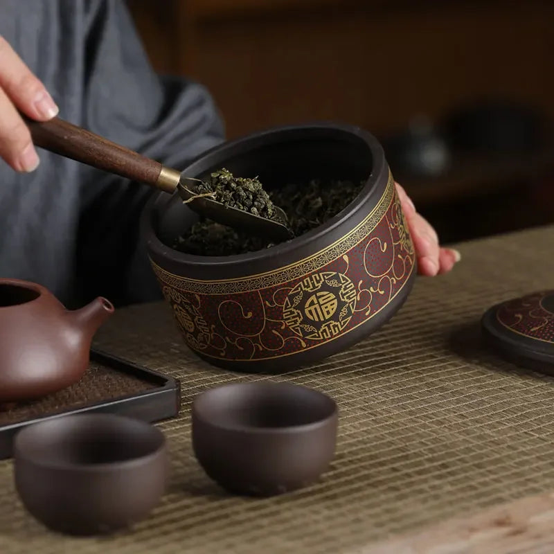 Portátil Sealed Tea Caddy Coffee Casister Spice Organizer roxo Clay Tea Jar Tieguanyin Recipientes viagens Caixa de armazenamento de saquinho de chá