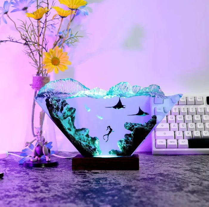[Funny]Ocean diver mermaid humpback manta ray night light LED Light Collection model home decoration Ornaments toy birthday gift