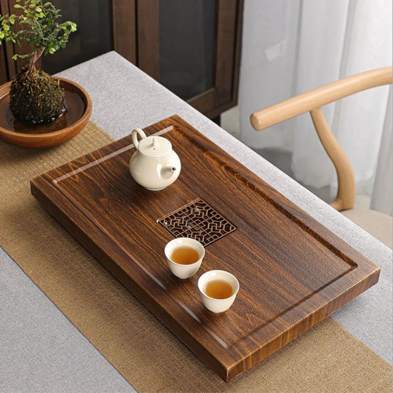 Bandeja de té de bambú Pu'er Tea de té 1 PPC Drenaje Almacenamiento de agua Juego de té Té Mesa de té Ceremonía de la sala de té china Herramienta