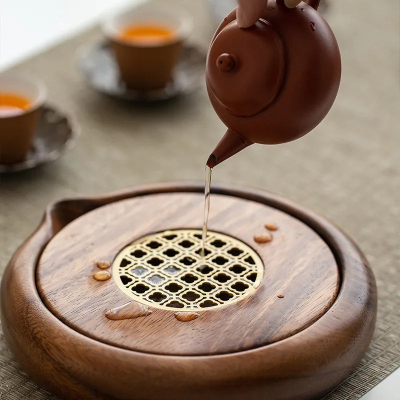 Chinese Small Dry Foam Table Walnut Water Storage Pot Tea Tray Household solid wood foam Purple Sand Pot Pad New