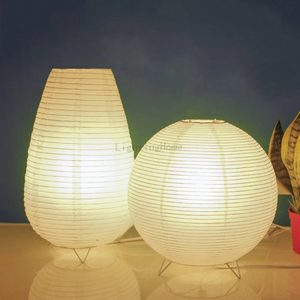 Nordic Paper Lantern Table Lamp Japanese Style Modern Living Study Room Bedroom Bedside LED Night Lighting Decor Drop Shipping