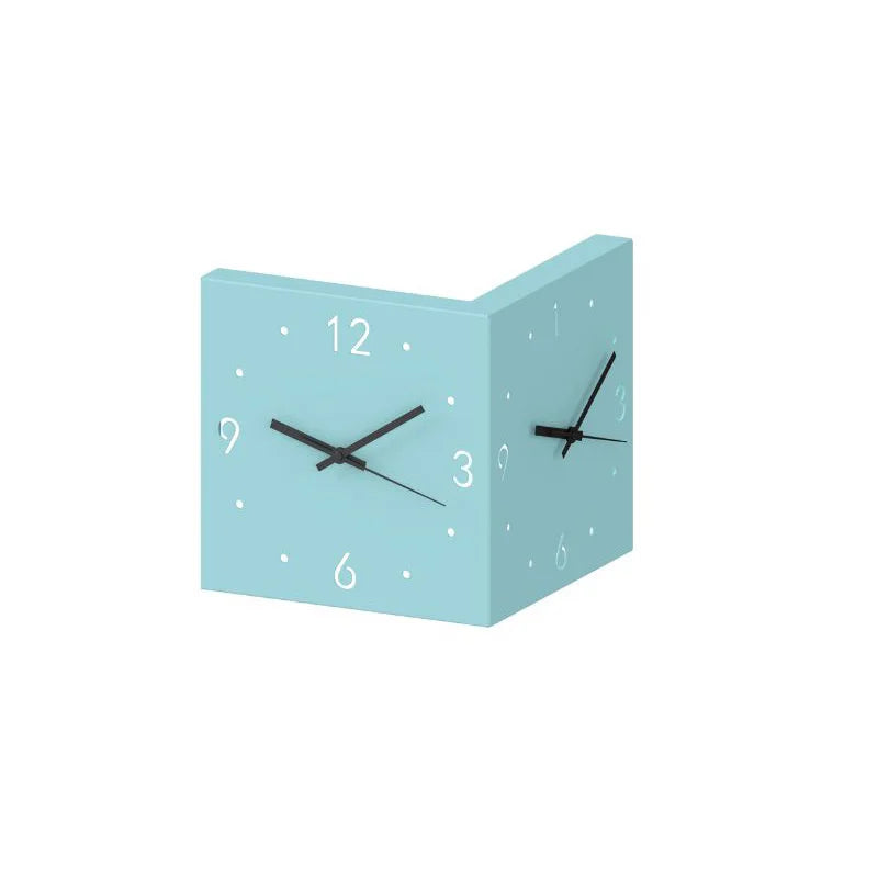 Kreatywny czujnik czujnik narożny Zegar ściany Placu prosty dwustronny zegar ściany z arabską skalą liczbową Analogowy zegar cichy ściany