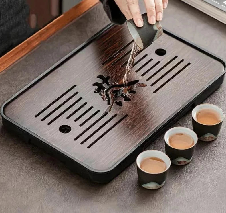 1Pc Japanese Rectangular Bamboo Tray Household Water Storage Tea Tray Exquisite Small Tea Table Traditional Tea Accessories