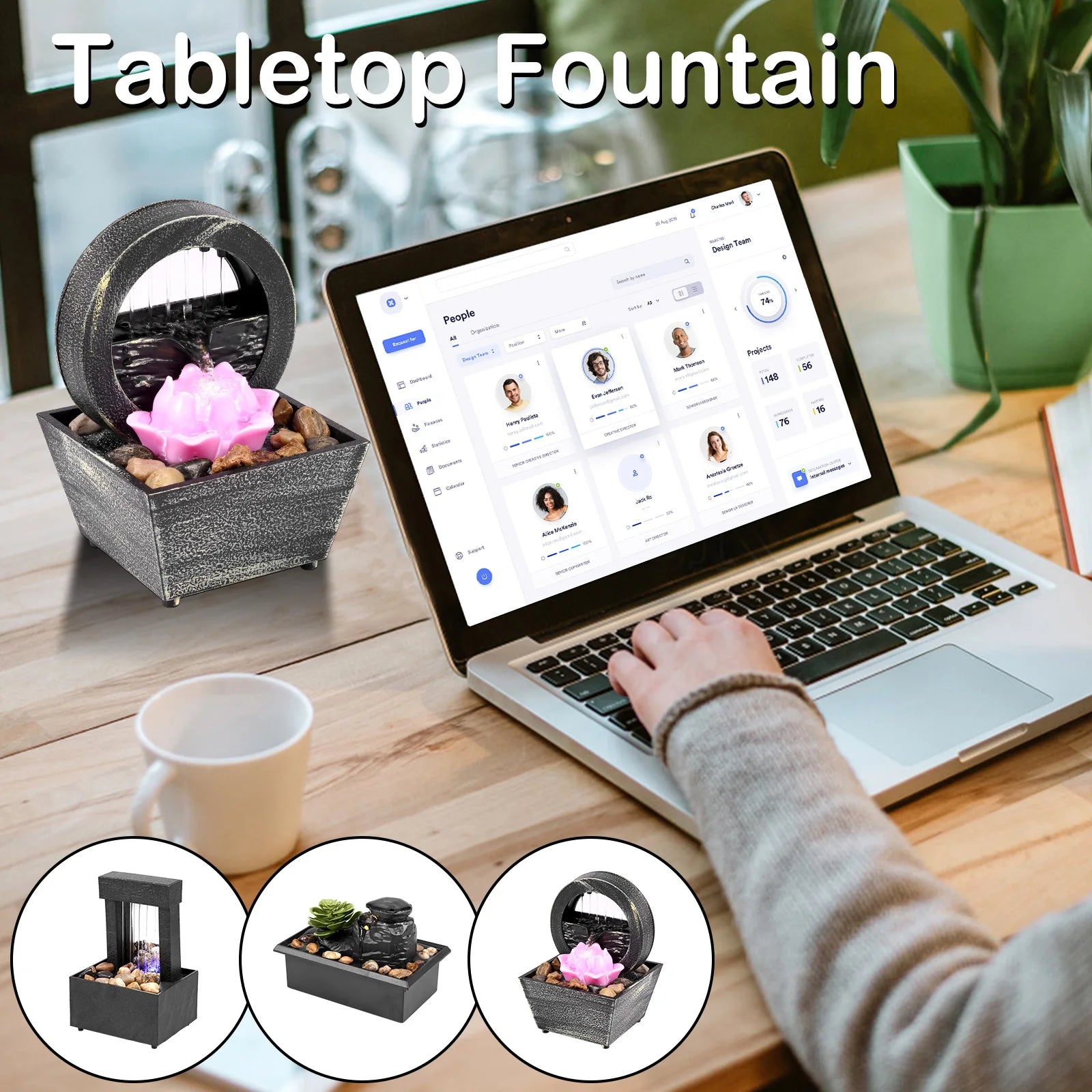 Fontanna stołowa bateria/USB obsługiwane mini fontanna wodna Kreatywne przepływu ozdoby z wodą fontanną biurkowatą