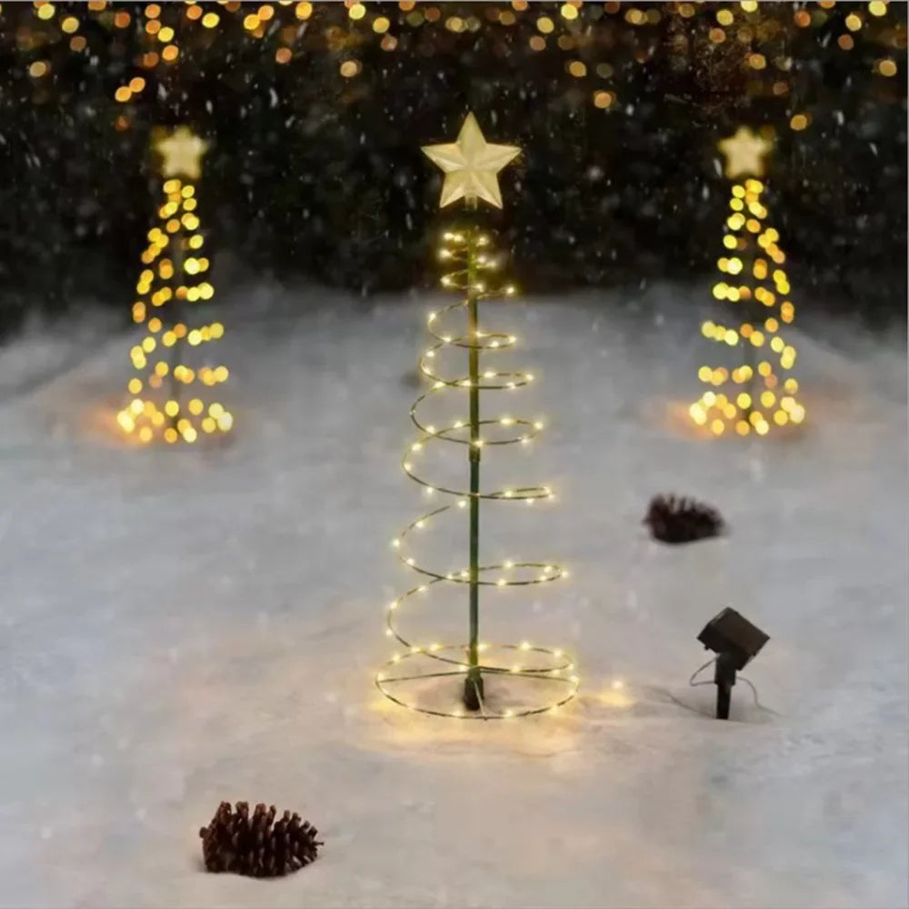 Güneş açık bahçe Noel ağacı ışık standı bahçe led zemin ışık ipi su geçirmez ip65 yıldız fener dekorasyon ışıkları