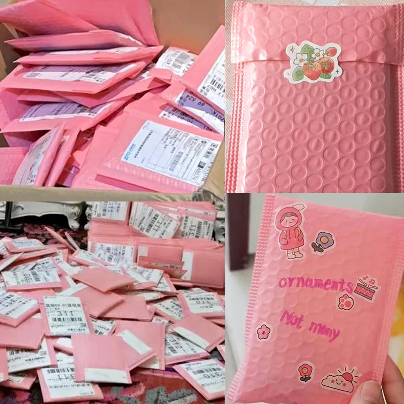 Pink Bubble Packaging Bags for Business 1Set Goods/Gifts/Envelopes/jewelry Package Bag Anti-extrusion Waterproof