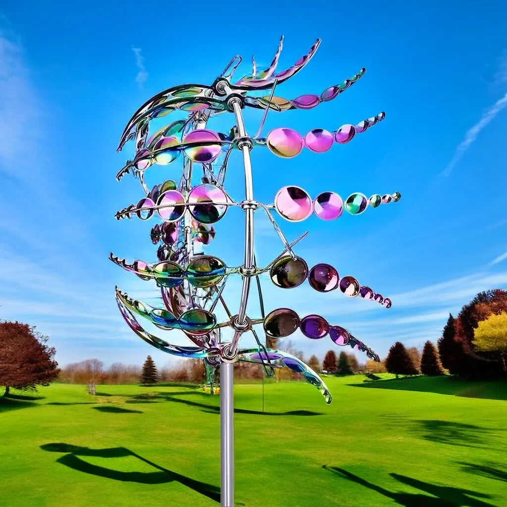 1pc Magical kinetic logam kincir angin spinner unik angin berkuasa penangkap kreatif patio taman rumput luar halaman