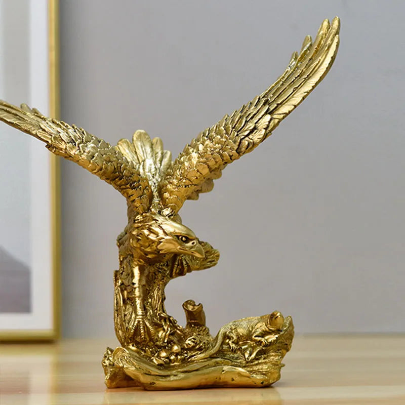 Northeuins American Harz Golden Eagle Statue Kunst Tiermodell Sammlung Orament Home Office Desktop Feng Shui Dekor Figuren