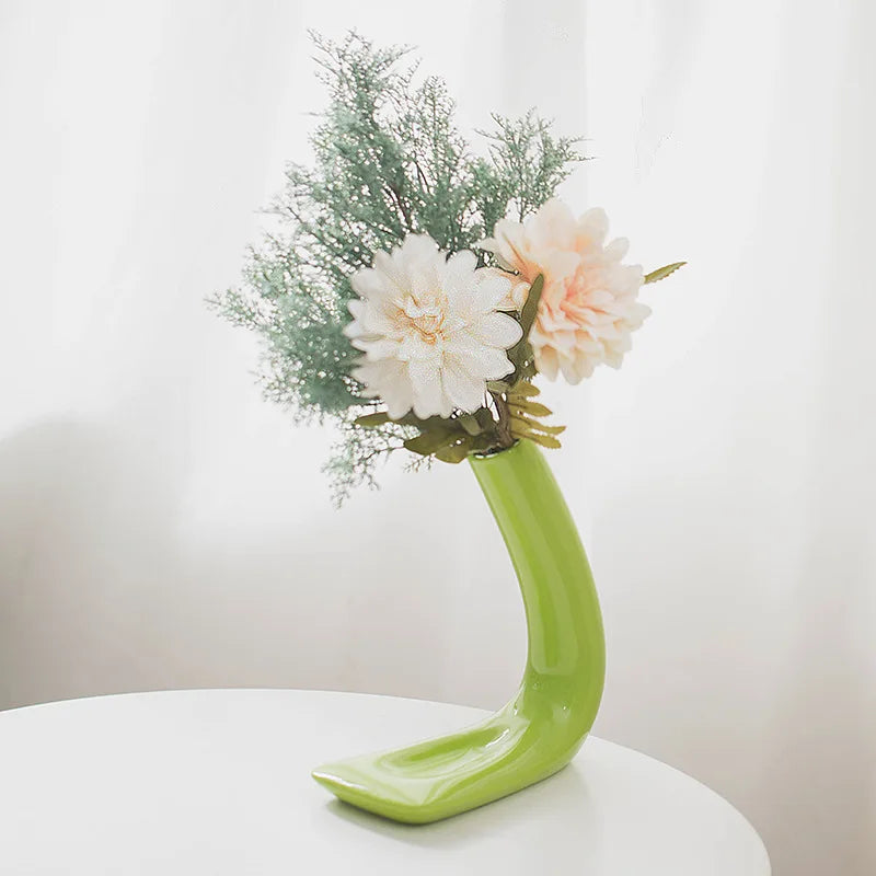Niflheim 2pcs/sæt porcelæn l Form Vases Centerpiece Dekor Ikebana Blomsterarrangement Hjemplade Dekoration Tilbehør Gave