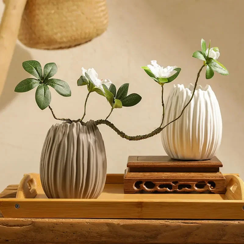 Vaso de cerâmica criativa, conjunto de rododendro, sala de chá Zen Creative, hotel famoso, decoração de mesa de chá e decoração