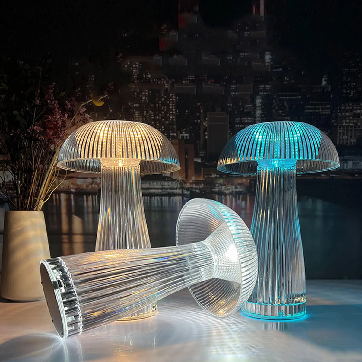 Crystal Mushroom Night Lights LED -sienen uutuusvalaistus Ambient Light USB lataus makuuhuoneen sängynvalaisimet kodinsisustus
