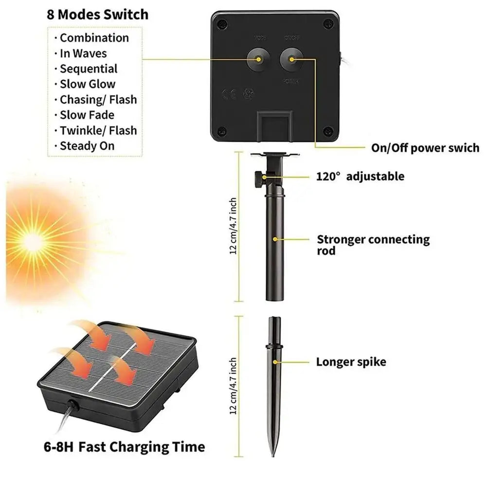 8 Pack 50 LED Outdoor Solar Pilzlichter mit Solarpanel IP65 wasserdicht