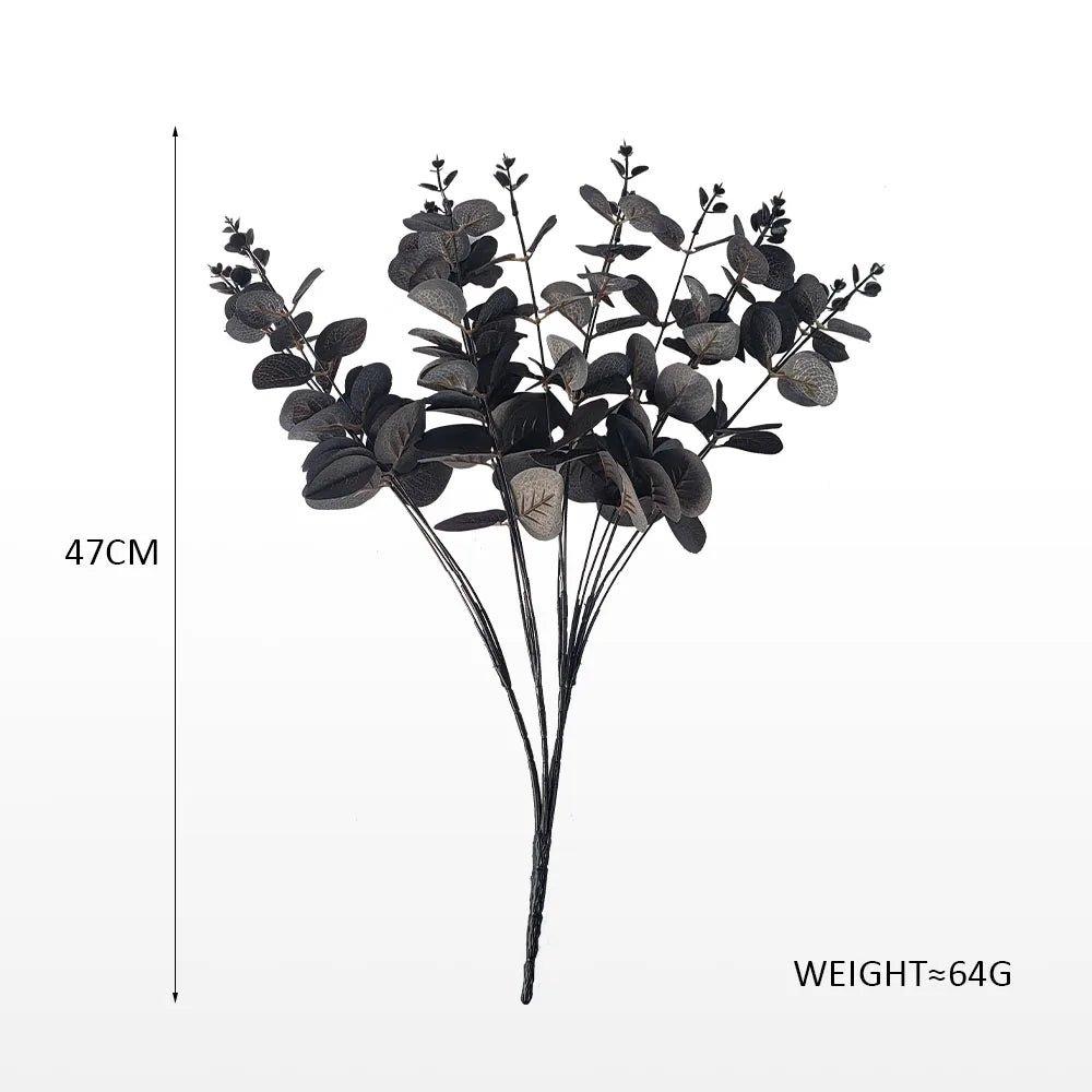 1pcs simulação negra eucalipto folha flor falsa flor simples decoração caseira lysimachia planta artificial
