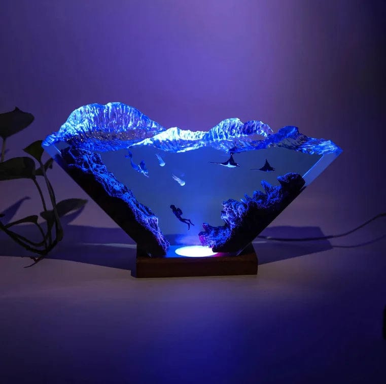 [Sjove] Ocean Diver Mermaid Humpback Manta Ray Night Light LED LYS COLLEAT Model Home Decoration Ornamenter Toy Fødselsdagsgave