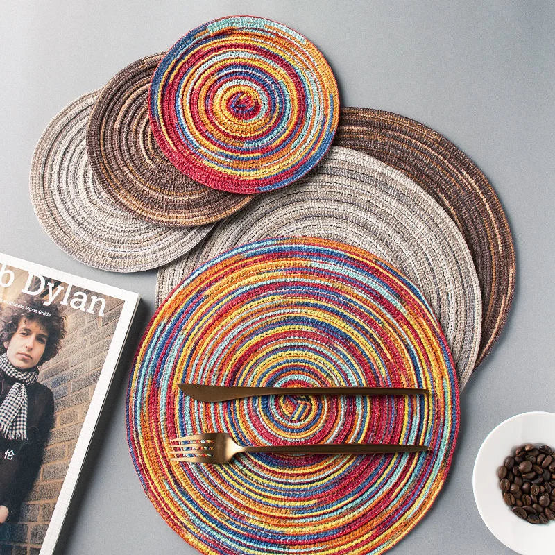 Tabela Placemats para Table Ramie Plaw Placemats Linen Linen Non Slip Table tapetes Home Decoration Pad Coaster