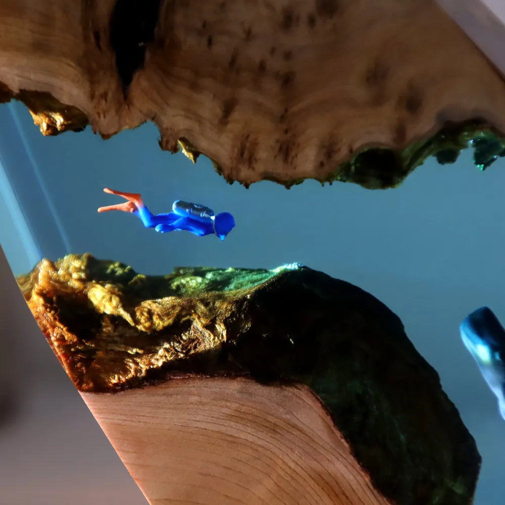 Cavern Whale -hartsilampun sukeltajan pöytätason kodin sisustus Meren taide Oecan -koristeet Miniatyyrilamput kevyillä syntymäpäivälahjoilla UUSI
