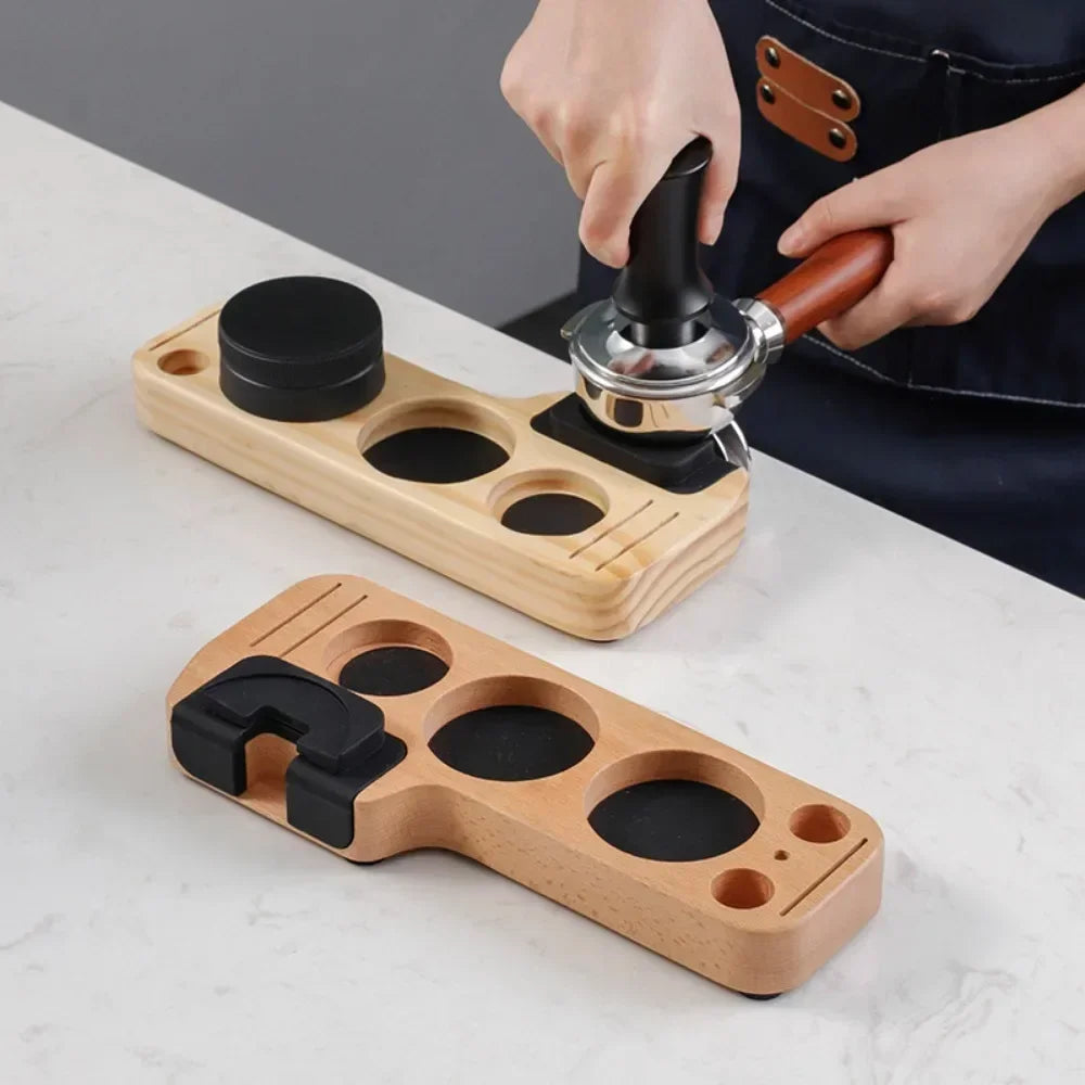51/53/58mm Coffee Tamping Station Wooden Filling Base Espresso Distributor Mat Rack Protafilter Holder Cafe Barista Accessories