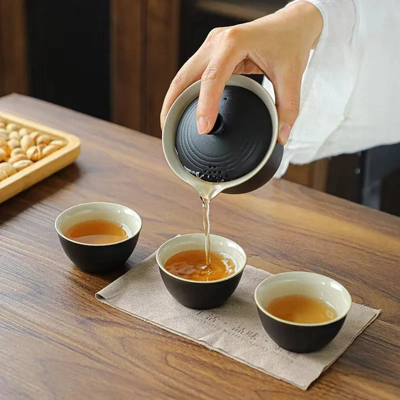 Seyahat Seti Taşınabilir Açık Kamp Çay Yapma Aracı Single Kung Fu TeAware Setleri Çay Kültürü severler Hediye Seti için En İyi Hediye