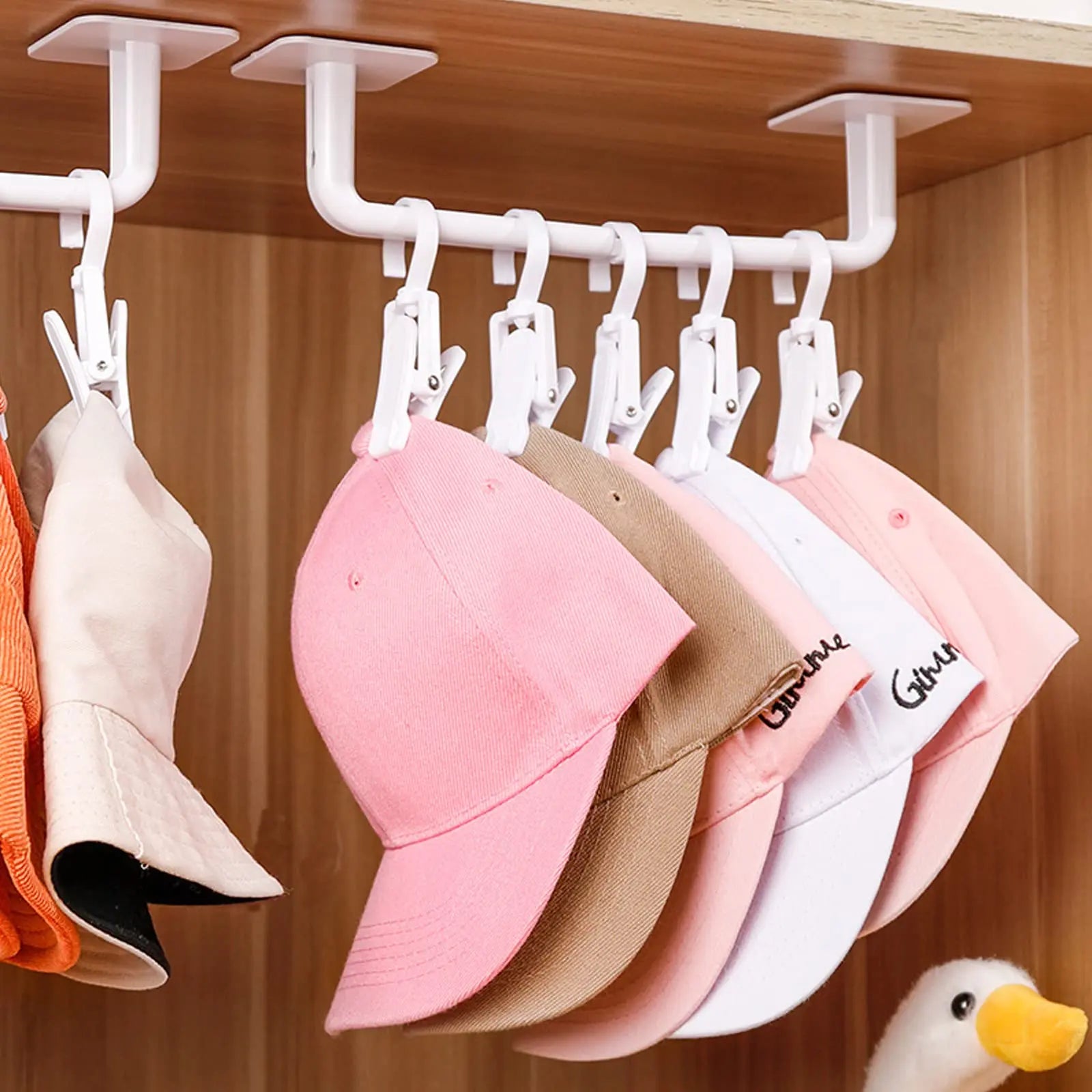 Rack de chapéu para tampas de beisebol ganchos de chapéu adesivo para tampa de tampa de parede Organizador de tampa de armazenamento sem suporte para chapéu de perfuração para armário de porta