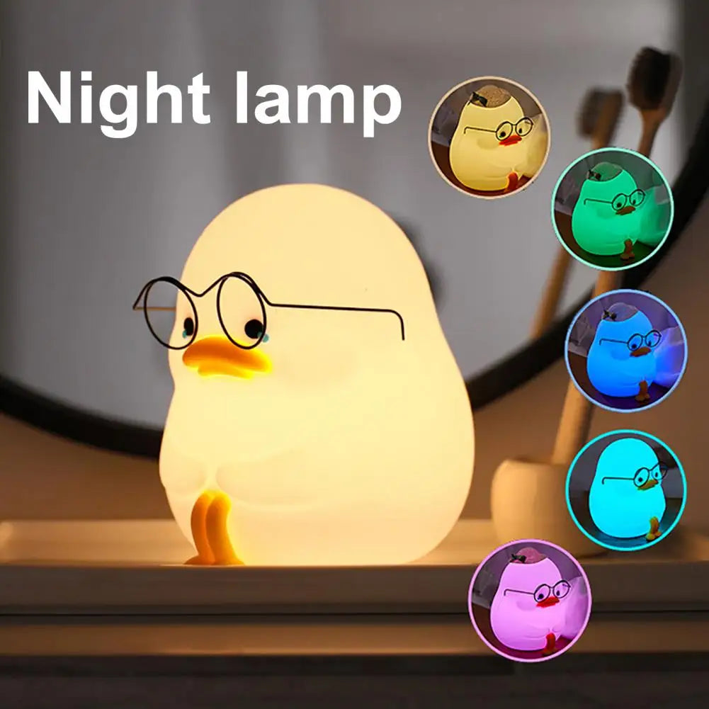 Night Light Soft Light Night Light Adorable Cartoon Duck Night Lamp Adjustable Brightness Colorful Charging Bedside Lamp Desktop