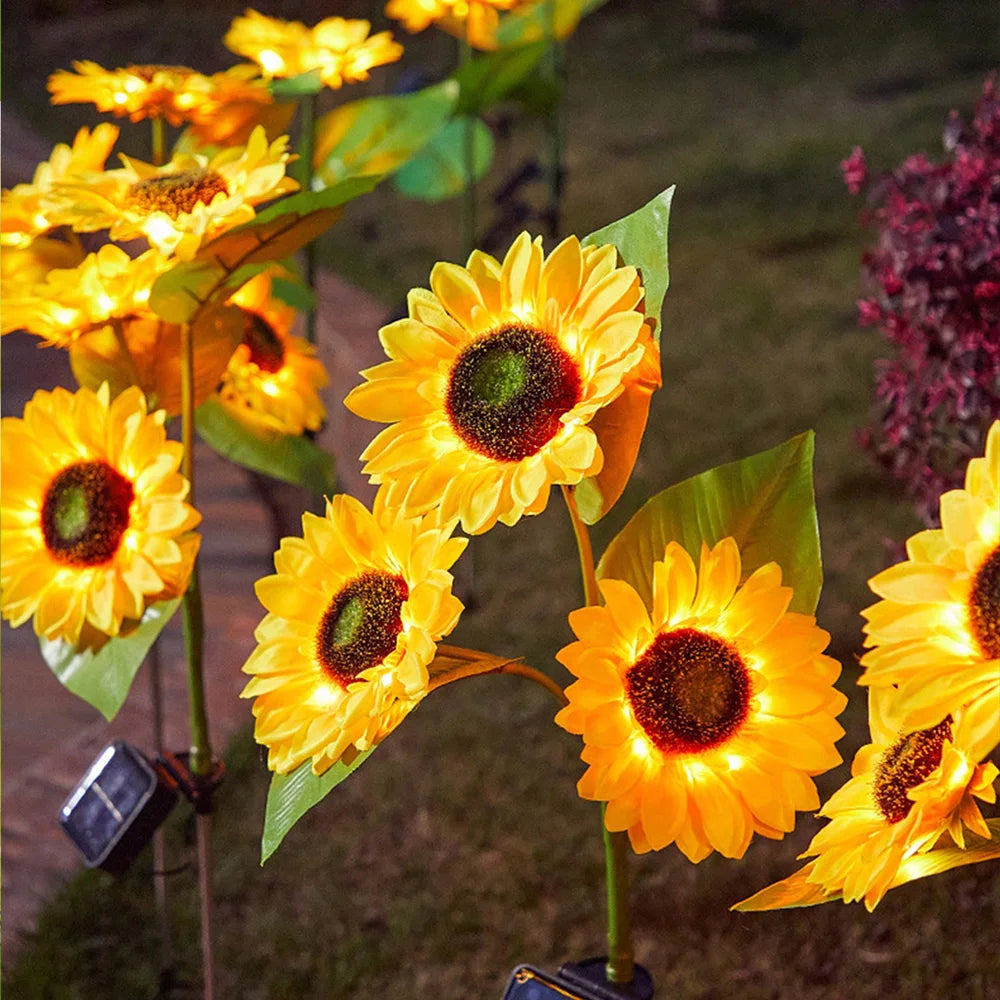 LED Solar Sonnenblumen Blumenlicht Heimatkorte Blumenlichter Gartendekoration Rasenlampe wasserdichte Landschaftslicht Licht