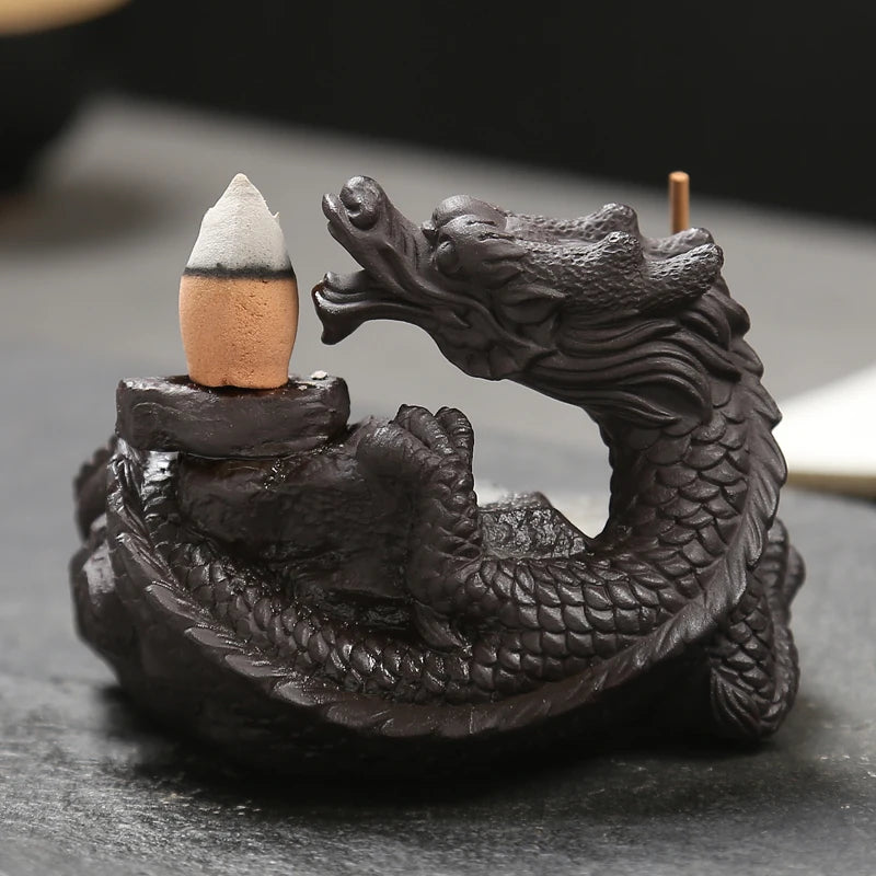 Hot Dragon Incense Burner Smoke Backflow Best Cone Censer Holder Mini Office Desk Decor Hiasan Rumah Teaouse