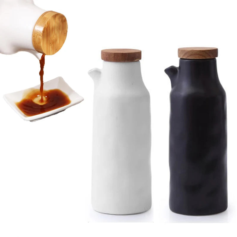400ml Ceramic Olive Oil Pot Sauce Vinegar Cruet Bottle Liquid Condiment Dispenser Seasoning Can Gravy Boat Kitchen Cooking Tools