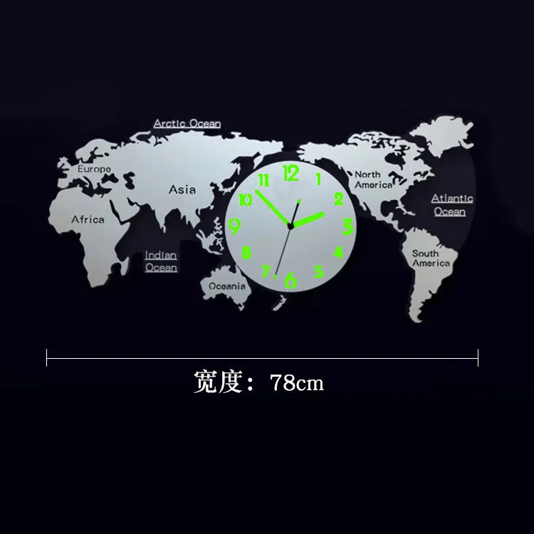 Mapas criativas do mundo grande relógio de parede de parede moderno acrílico 3D Relógios Decoração de casa Decoração da casa Mecanismo de relógio de parede silencioso saat fz592