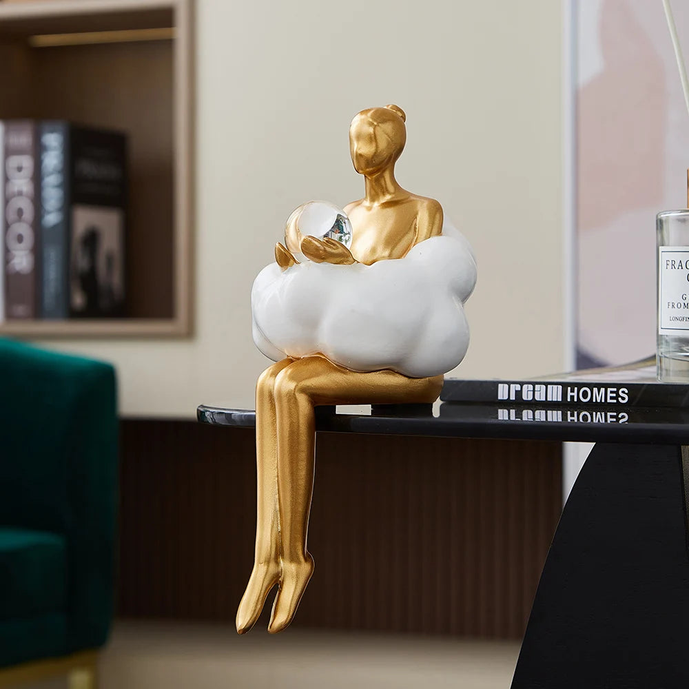Nordic Design Statues Golden Sculptures and Statuettes figurer til indvendige Kawaii Room Decor Office tilbehør Bryllupsindretning