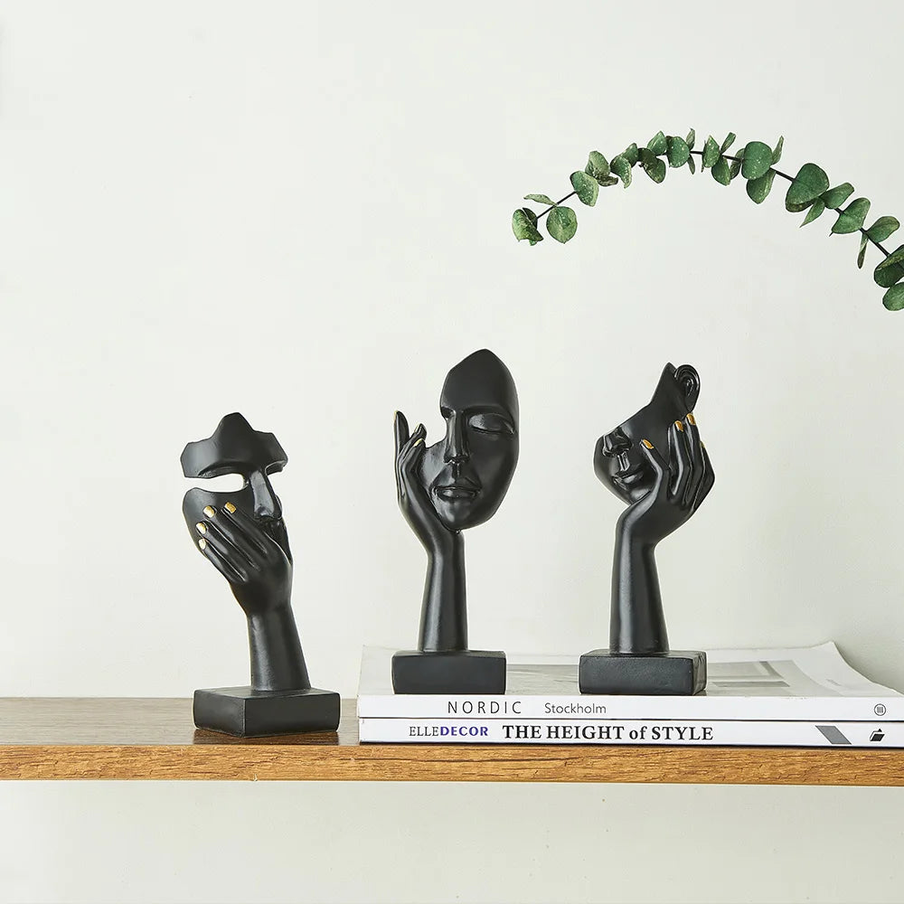 Patung nordik abstrak resin desktop ornamen patung miniatur patung -patung wajah wajah seni kerajinan kantor dekorasi rumah