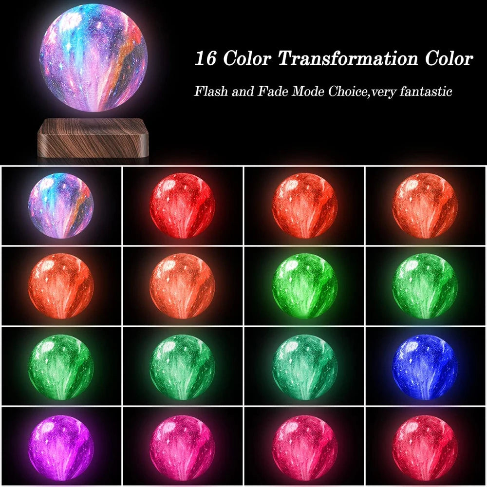 16 colores Lámpara de luna de luna giratoria de 16 colores Sensor de tacto inteligente Lámpara de mesa de luna magnética magnética con control remoto Decoración del hogar