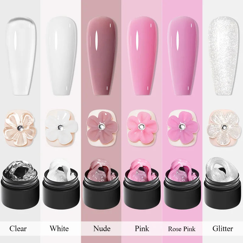 MEET ACROSS 7ml Clear Non Stick Hand Solid Extension Nail Gel Polish Carving Flower Nail Art Building UV Gel Acrylic Varnish