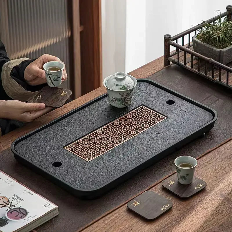 Light Luxury Tea Table Tray High Quality Chinese Tea Tray Tea Set Board Drainage Water Storage Tea Board Tea Table Accessories