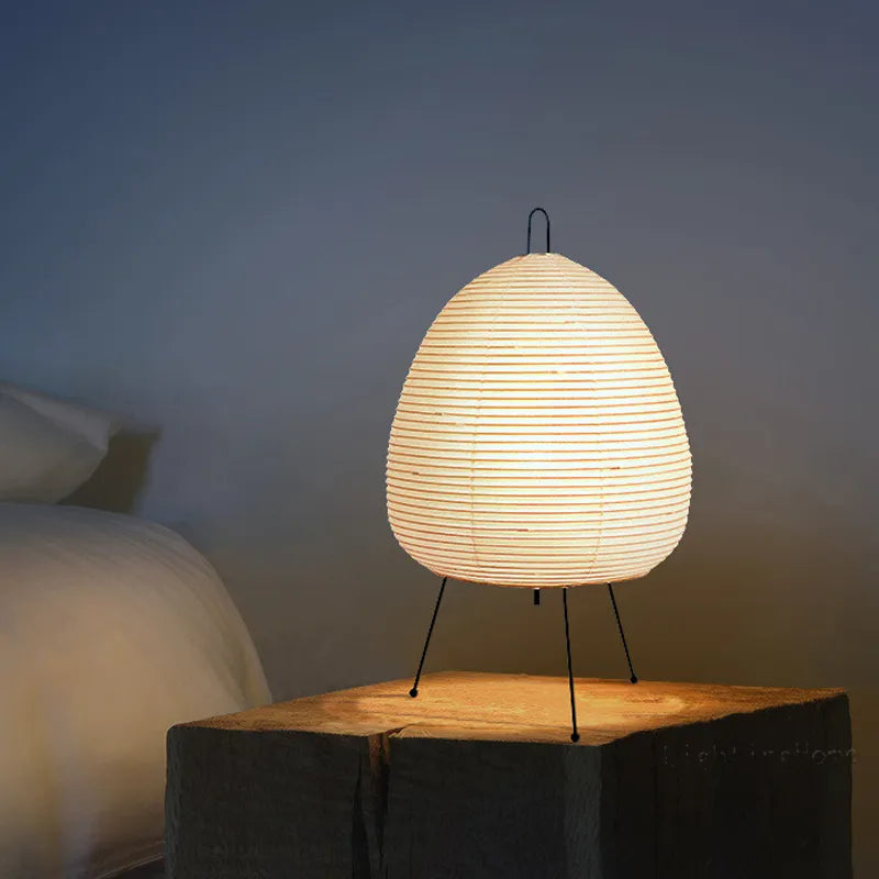 التصميم الياباني Akari Wabi-sabi يونغ الجدول مصباح مطبوعة ورق الأرز مصباح غرفة نوم سطح المكتب الديكور الجدول مصباح انخفاض الشحن