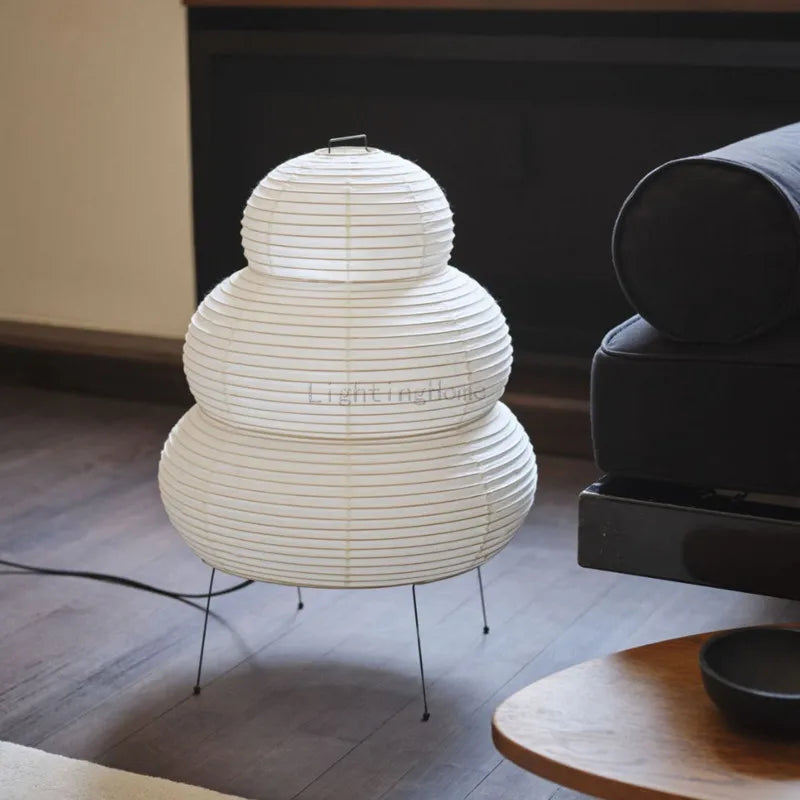 Japanese Design Akari Wabi-sabi Table Lamp White Rice Paper Decorative Desk Lights for Bedroom Living/Dining Room Study Loft