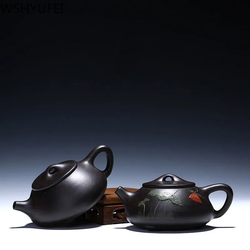 220 ml chinesische Yixing Tea-Steinstein-Scoop Tea Topf handgefertigtes Tee-Set Wine Set Schwarz Zhu Schlamm Geschenke Geschenke