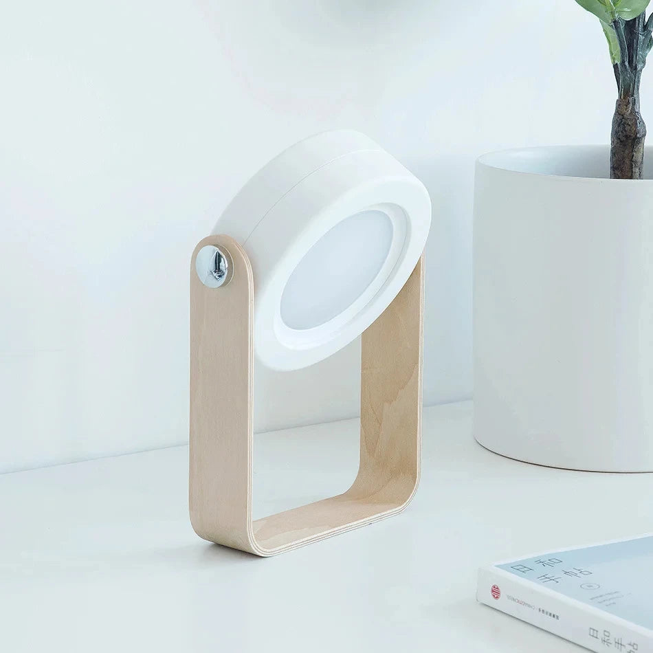 Creative Wooden Handle Telescopic Folding Led TouchLamp Charging Night Light Reading Portable Lantern Lamp Creative Wooden Handl