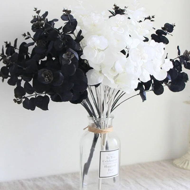 1PCS Symulacja Czarna eukaliptus liść fałszywy kwiat prosty dekoracja domowa Lysimachia sztuczna roślina