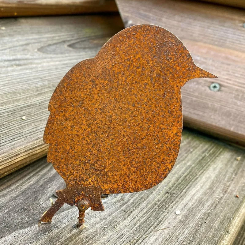 4pcs/set Rusty Metal Bird Ornament Iron Crafts Bird Shaped Art Silhouette Sculpture Outdoor Garden Fence Decoration