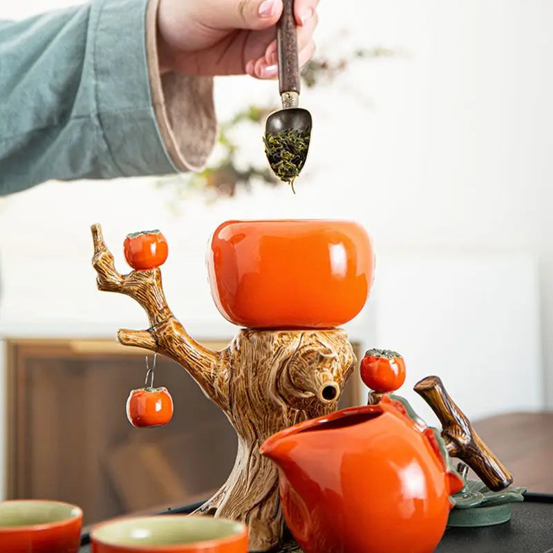 Persimmon Ruyi Automatic Tea Set Convenient and Fast for Brewing