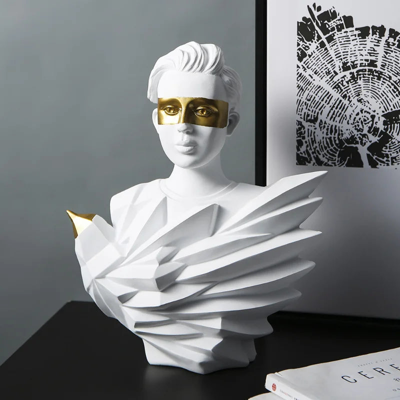 Modelo de retrato de pájaros negros y dorados simples Modelo de retrato de la sala de estar gabinete de televisión Gabinete de vinos Pantallas de resina de decoración suave