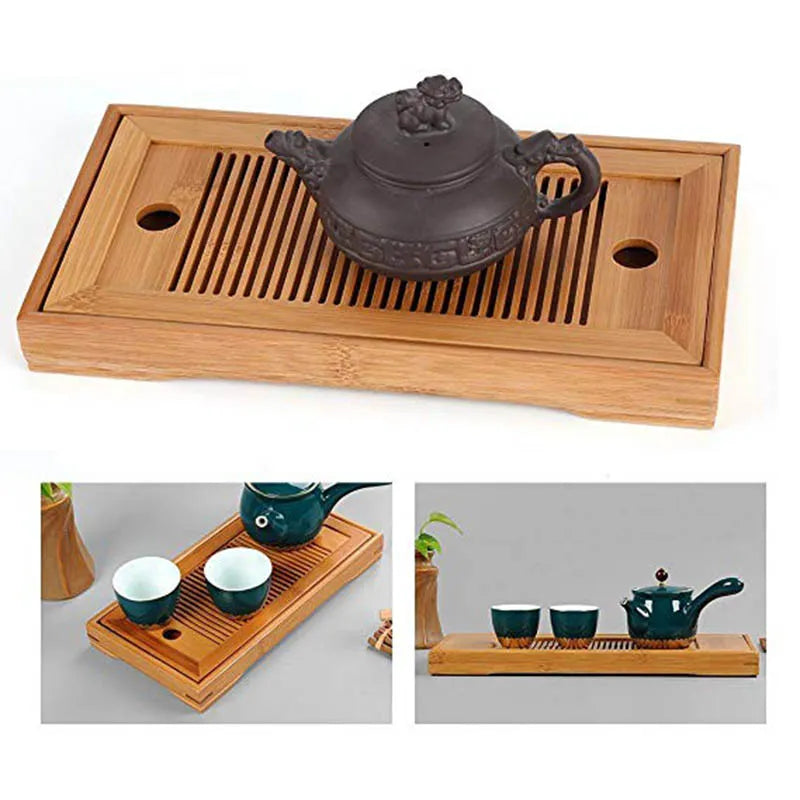 Tab Tea Bambu Dulang Tinggi Berkualiti 25*14*3.5cm Dulang Teh Pepejal Cina Dulang Rumah Rumah Teh Chahai /Table Table Wf