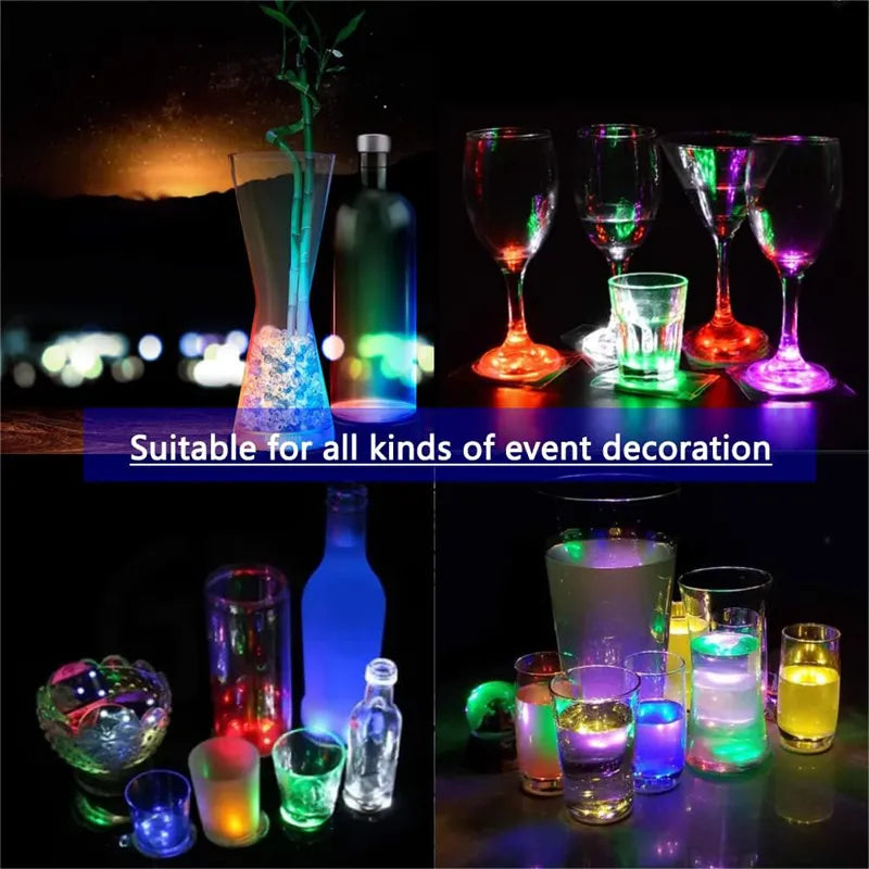 25pcs 10pcs 2pcs LED Coaster Flash Light Battery Powered Wine Glass Mat Pad Pelekat Botol Minum Kelab Bar Pesta Pesta