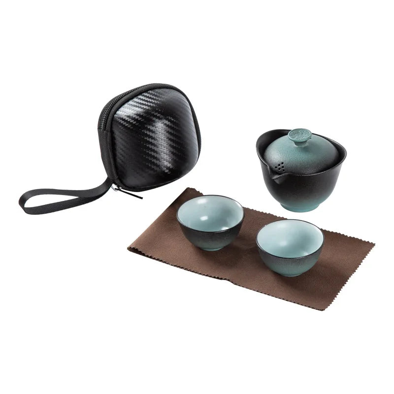 Seramik Porselen Kung Fu Teaset TeAware Açık Seyahat Çay Seti Gaiwan Anti-ölçeklendirme 1 Pot 2 su bardağı çaydanlık infüzer çay töreni