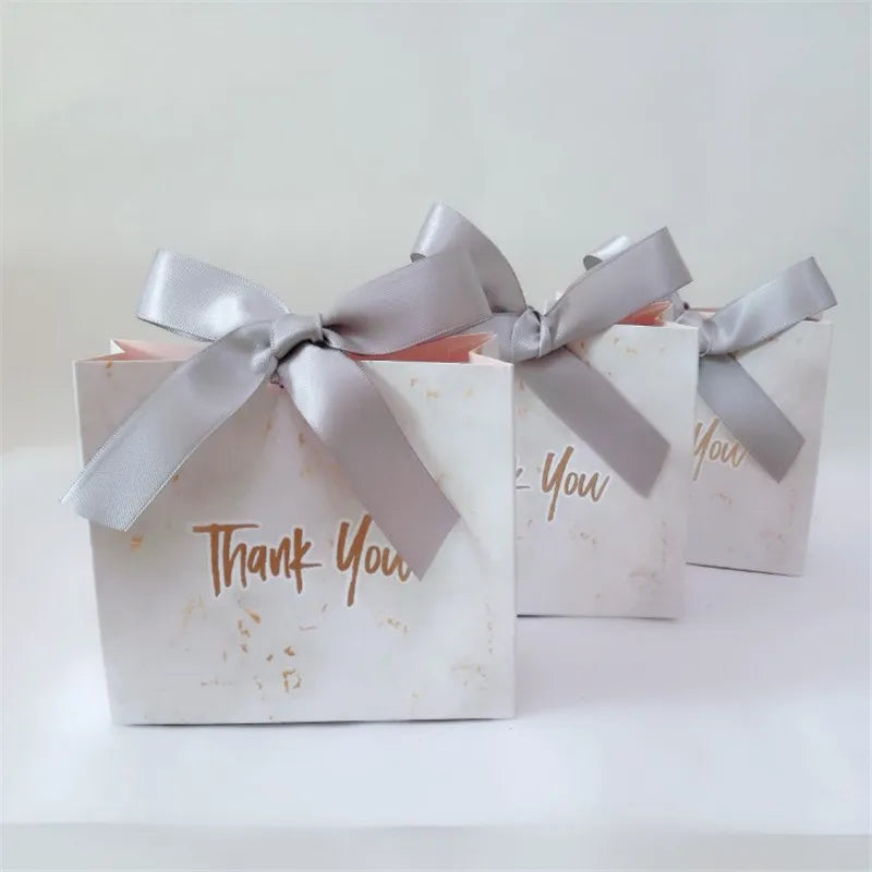Sacs-cadeaux Emballage créatif Mini Sac en papier en marbre gris pour fête Baby Shower Chocolate Sac Emballage Favors Boîte