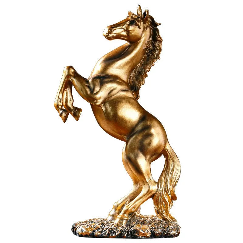 Estátua da estátua dourada branca preta cavalo figura ornamentos abstratos nórdicos para estatuetas modelo decoração de casa decoração de animais decoração