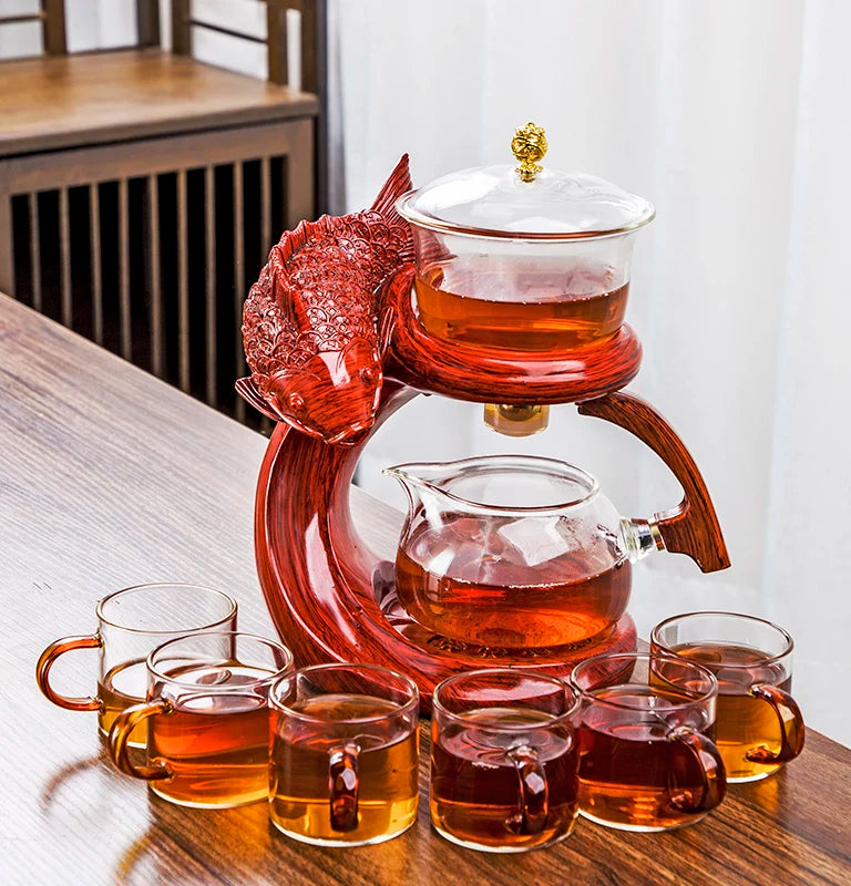Thé à thé à thé à thé créatif de l'infuseur fait de la dérivation magnétique du thé kungfu résistant à la chaleur. Ensemble de thé en verre chinois