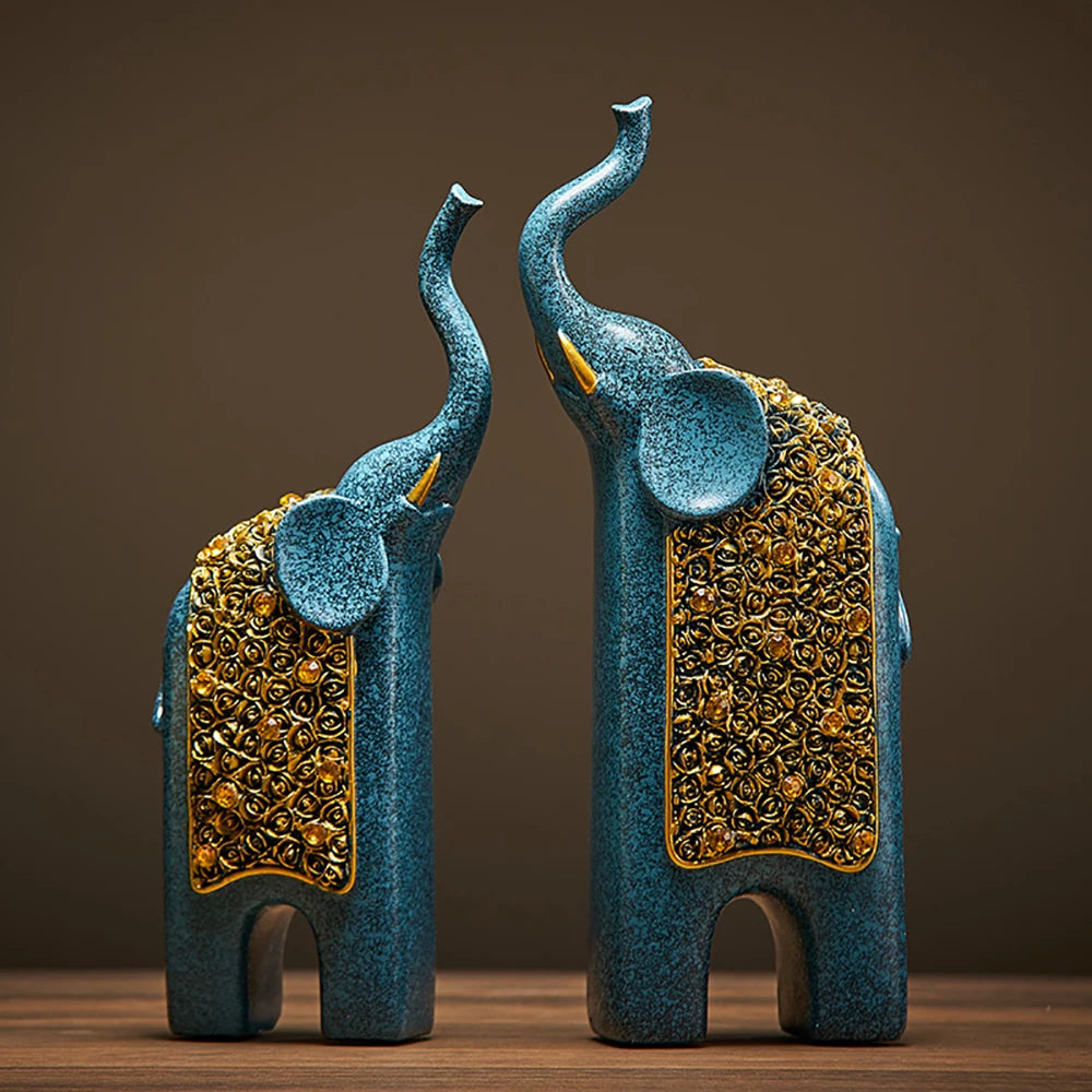 2 piezas de adornos de elefante de resina retro