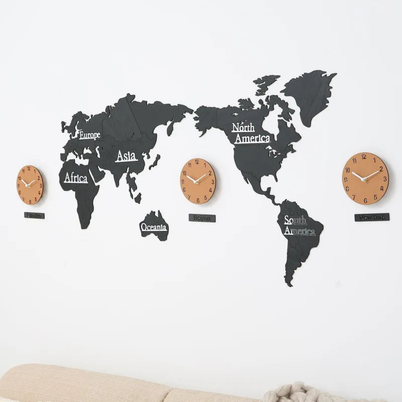 Relógio de parede do mapa mundial relógio nórdico relógio de parede criativo DIY grande adesivo de parede 3D Variedade de acessórios para decoração de casa