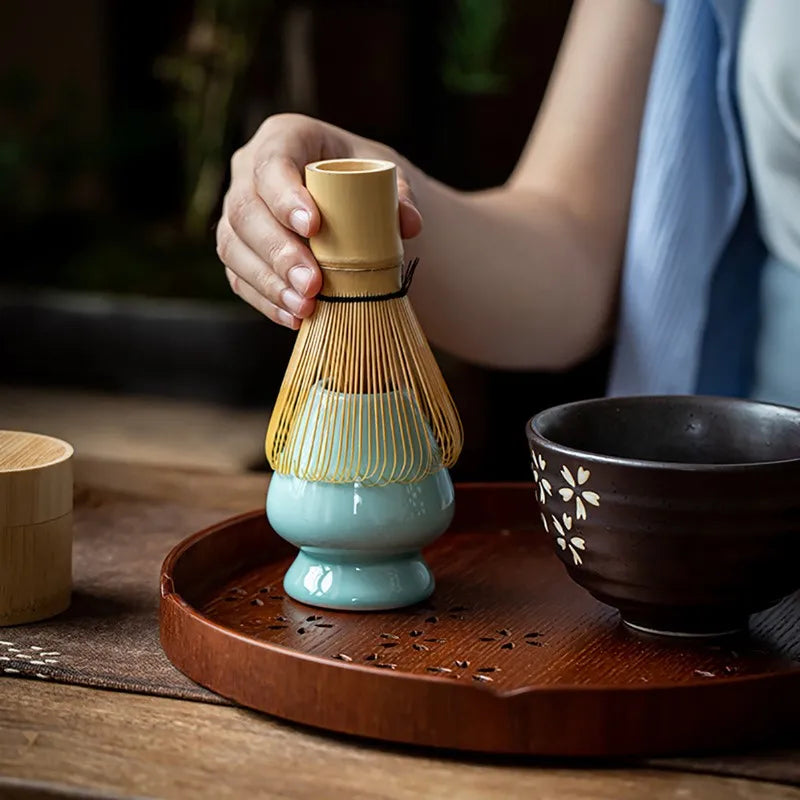 4 I 1 japansk ceremoni bambus matcha praktisk pulver pisker kaffe grøn te børste chasen værktøjsværn børstes te -værktøjer